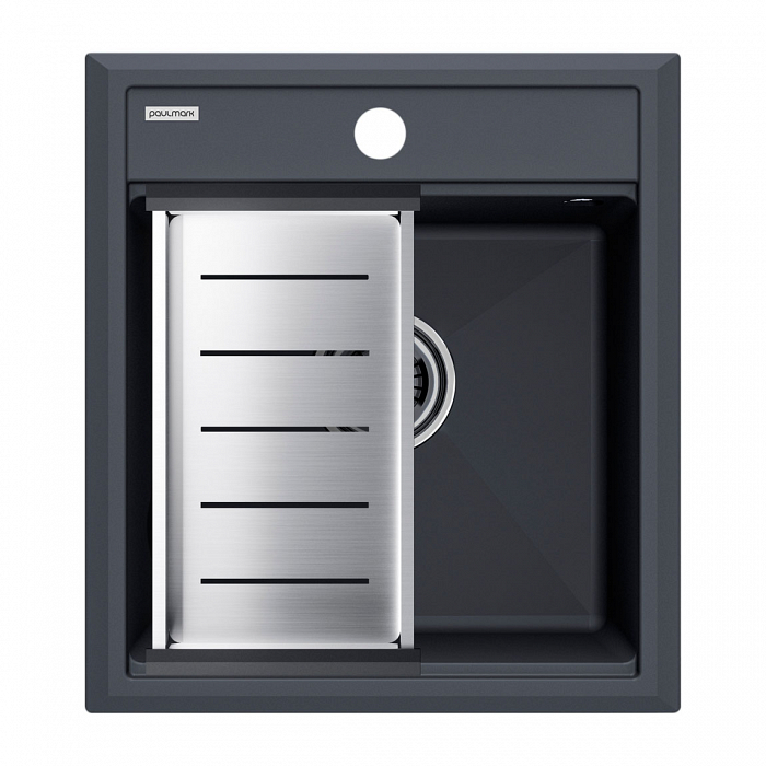 Мойка Paulmark STEPIA 45, IT-GRANIT + коландер ADVANCE брашированная нерж. сталь, PM114651-AN+A375-BS