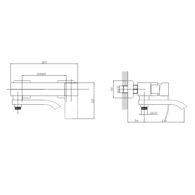 Смеситель для ванны Haiba HB60815, сталь