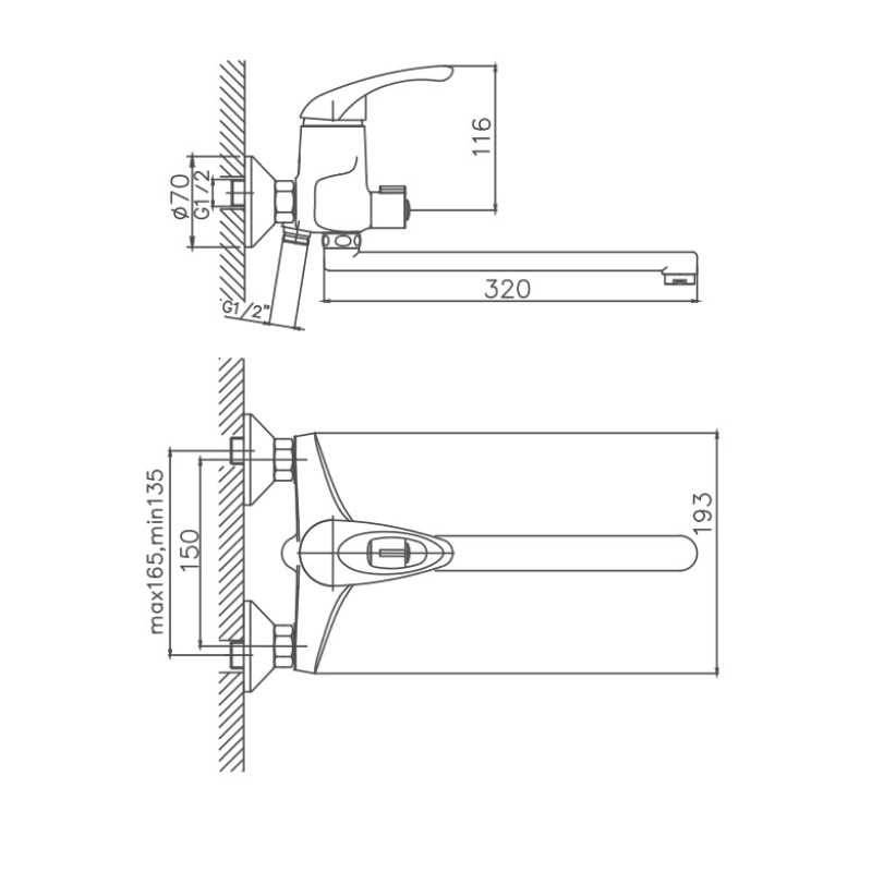 Смеситель для ванны Cron CN2213-8, белый