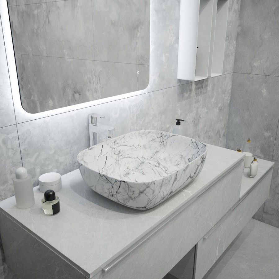 Раковина чаша Maretti FL13NS25-740MR, белый мрамор