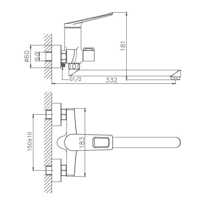 Смеситель для ванны Haiba HB22595, хром