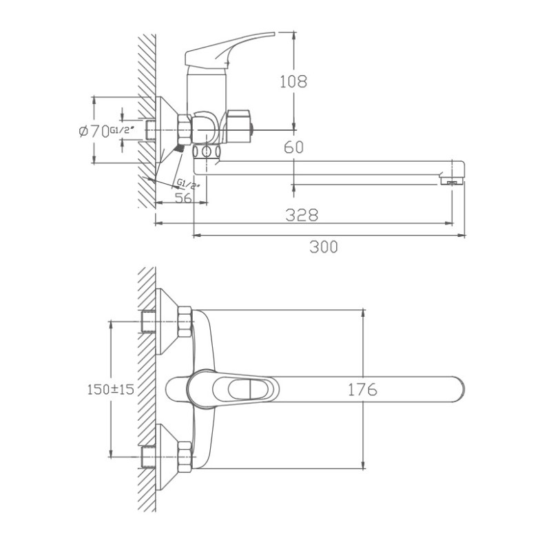 Смеситель для ванны Haiba HB2213, хром