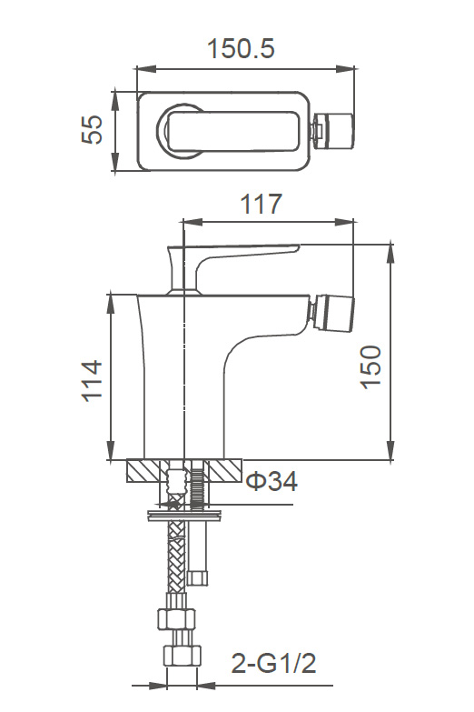 Смеситель для биде WONZON & WOGHAND SHARK, Хром (WW-485001-CR)