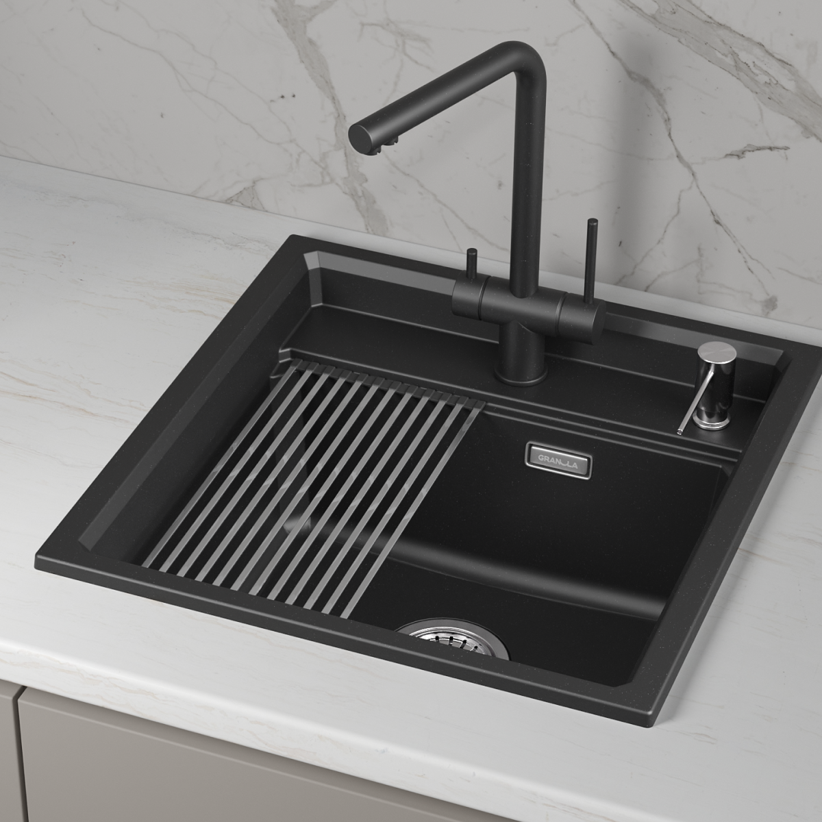 Мойка для кухни Granula Kitchen Space 5002i шварц, 50х51 см, квадратная