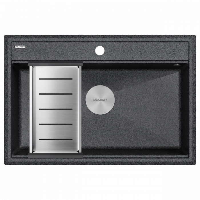Комплект мойка Paulmark STEPIA 80, IT-GRANIT + коландер ADVANCE брашированная нерж. сталь, PM117551-DG+A375-BS