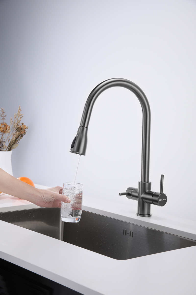 Смеситель для кухни Paulmark LANGE, вороненая сталь, La214212-GM