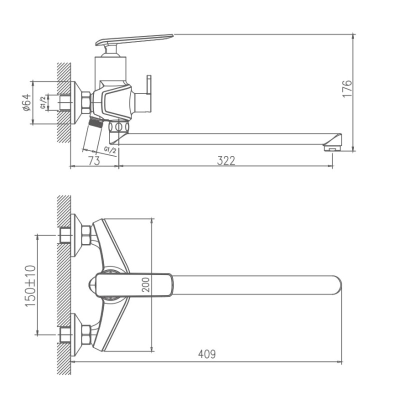 Смеситель для ванны Haiba HB22548-8, белый
