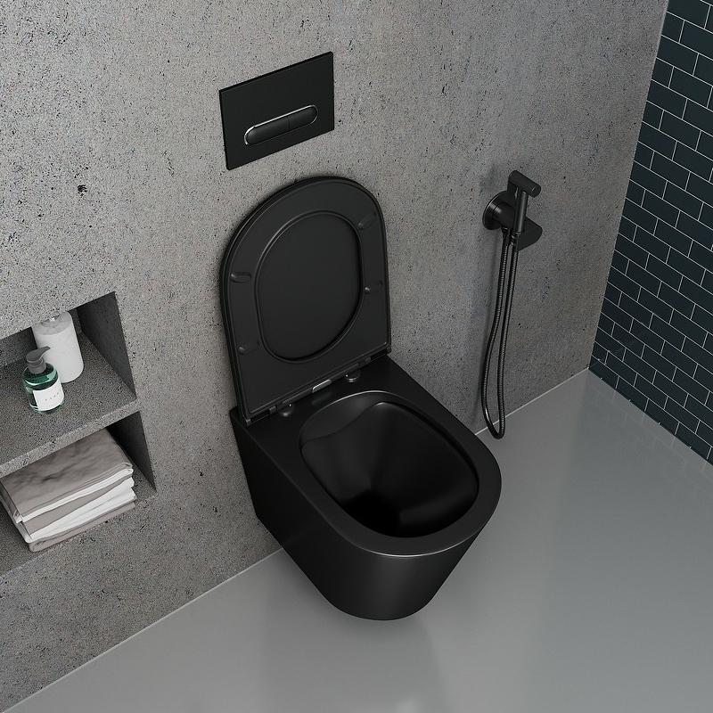 Унитаз подвесной безободковый D&K Venice DT1026025, черный