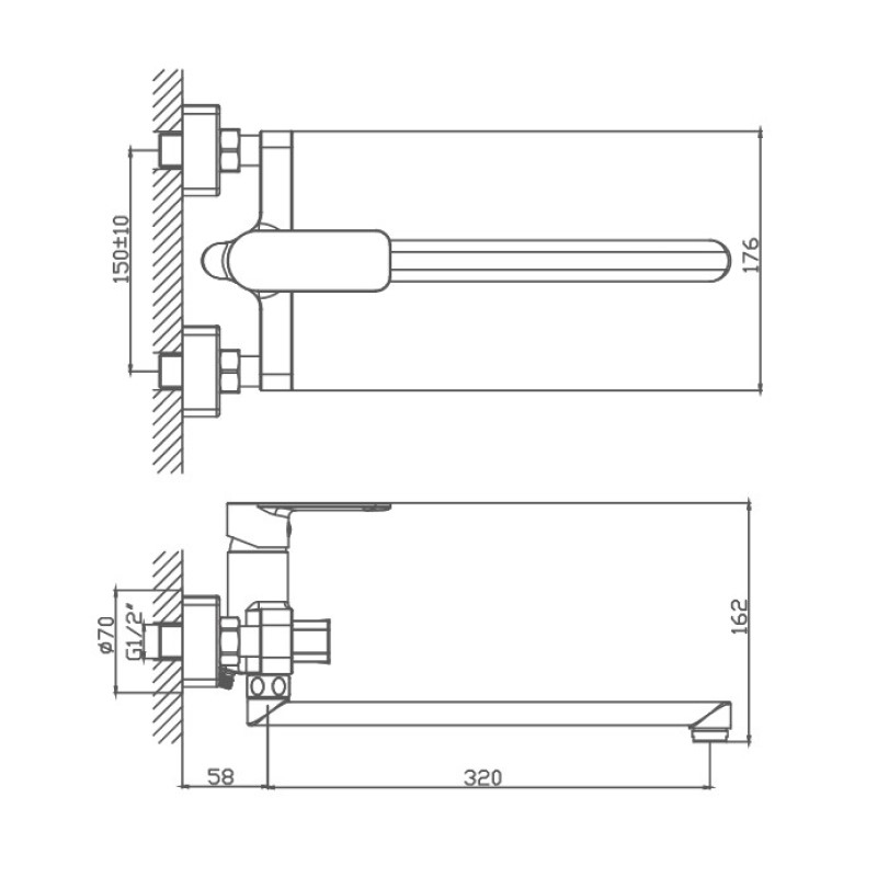 Смеситель для ванны Haiba HB22617, хром