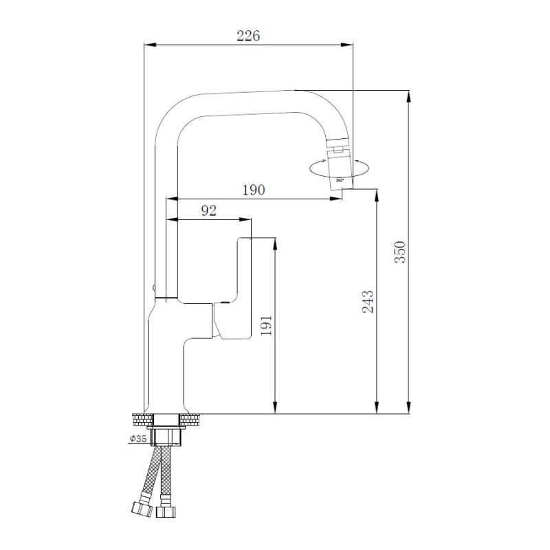 Смеситель для кухни Haiba HB70814-7, черный