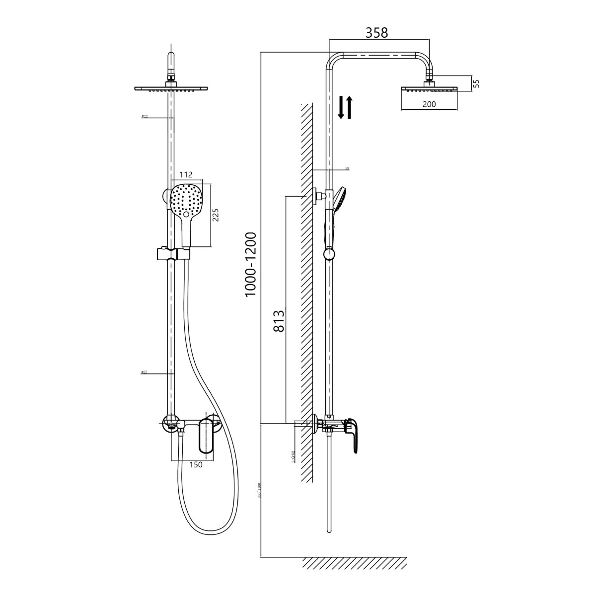 Душевая система D&K Venice DA1023701B14, хром
