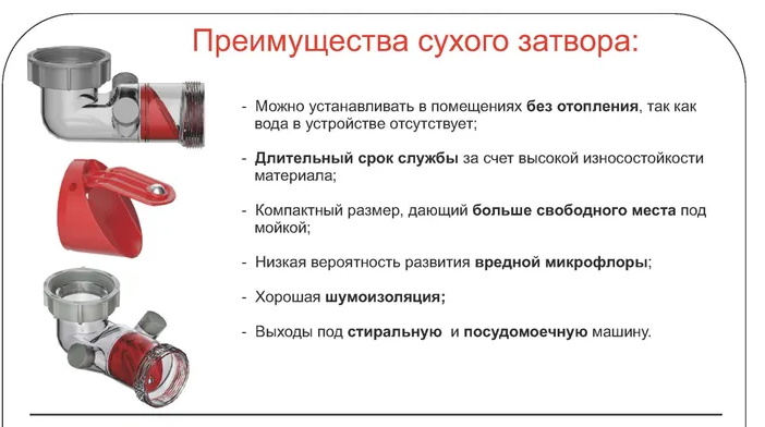 Плоский сифон с сухим затвором ZorG KC 1 INOX с решеткой слива нержавеющая сталь 90 мм