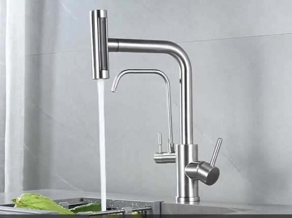 Смеситель Zorg серия Steel Hammer SH 091 PVD GRAFIT, вытяжная лейка 4 режима, под фильтр