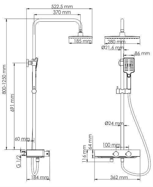 Душевая система WasserKraft A11301 Thermo