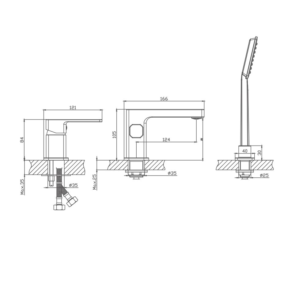 Смеситель на борт ванны Haiba HB80615, хром