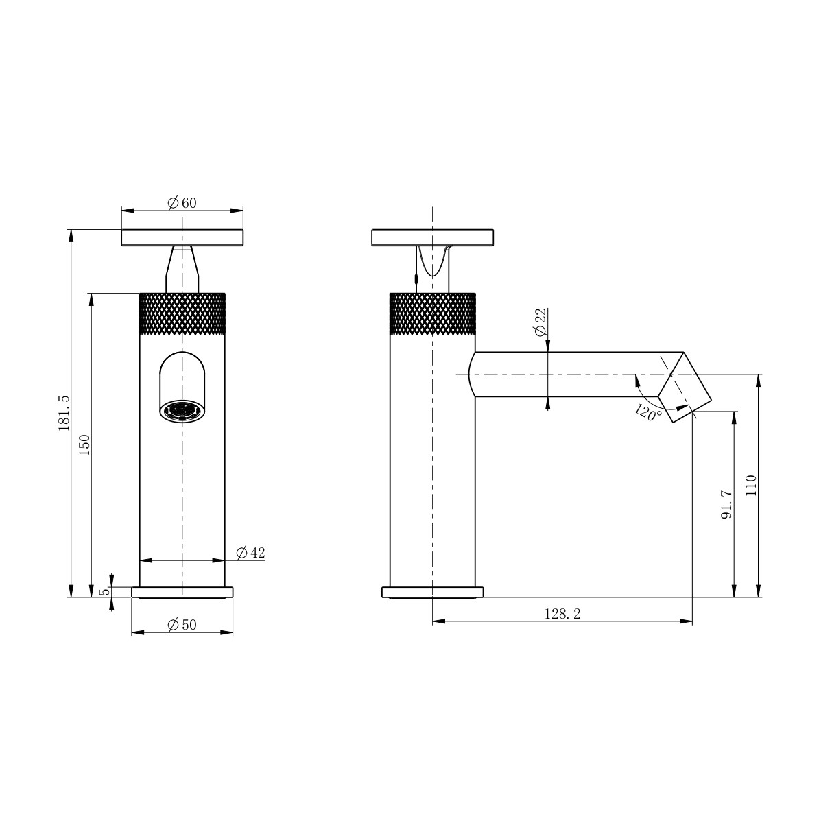Смеситель для раковины WONZON & WOGHAND, Черный матовый (WW-H1065-MB)
