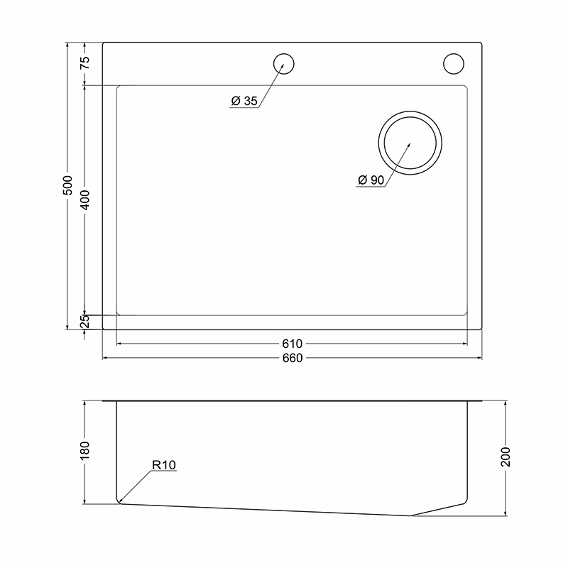 Мойка кухонная Emar EMB-660(TOP) PVD Golden, золото