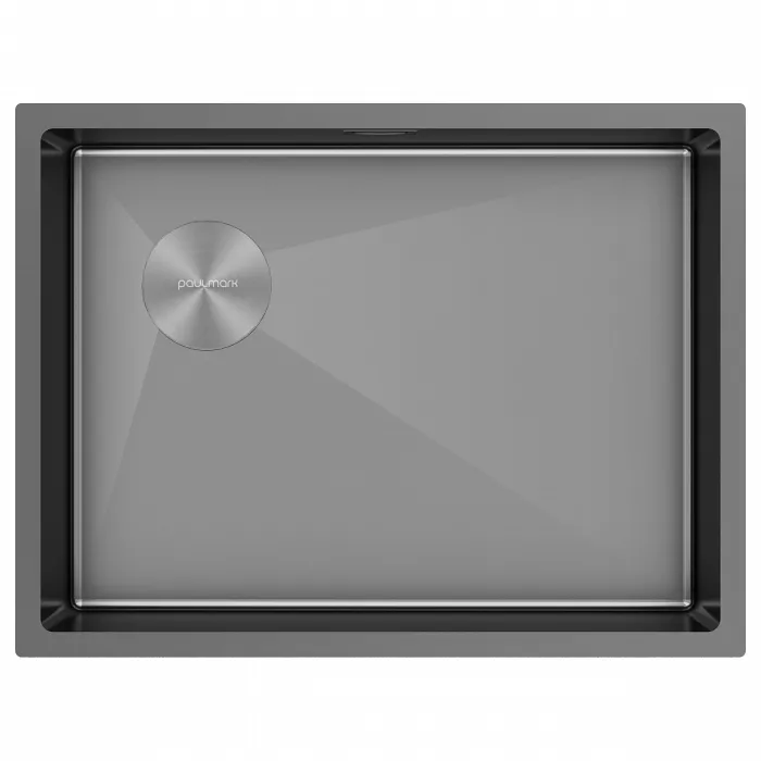 Мойка кухонная Paulmark NEXT-SKEW 58-L UNI, вороненая сталь, 580х440мм, PM885844-L-GM