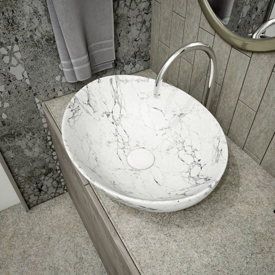 Раковина чаша Maretti EN13NS87-740MR, белый мрамор