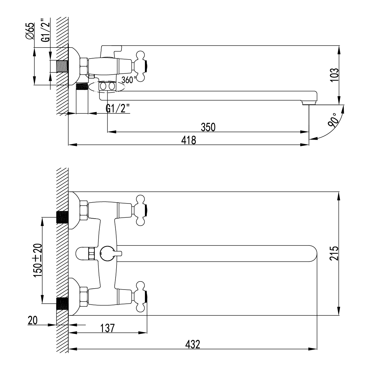 Смеситель Lemark Contour LM7451C универсальный