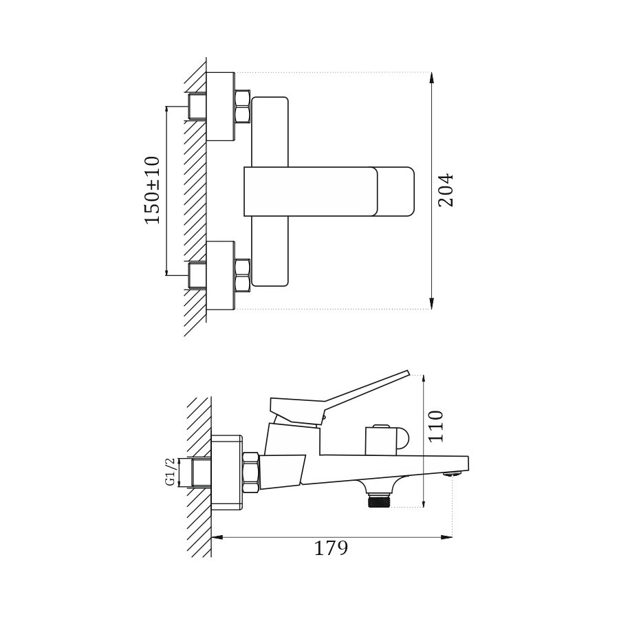 Смеситель для ванны Haiba HB60818-7, черный