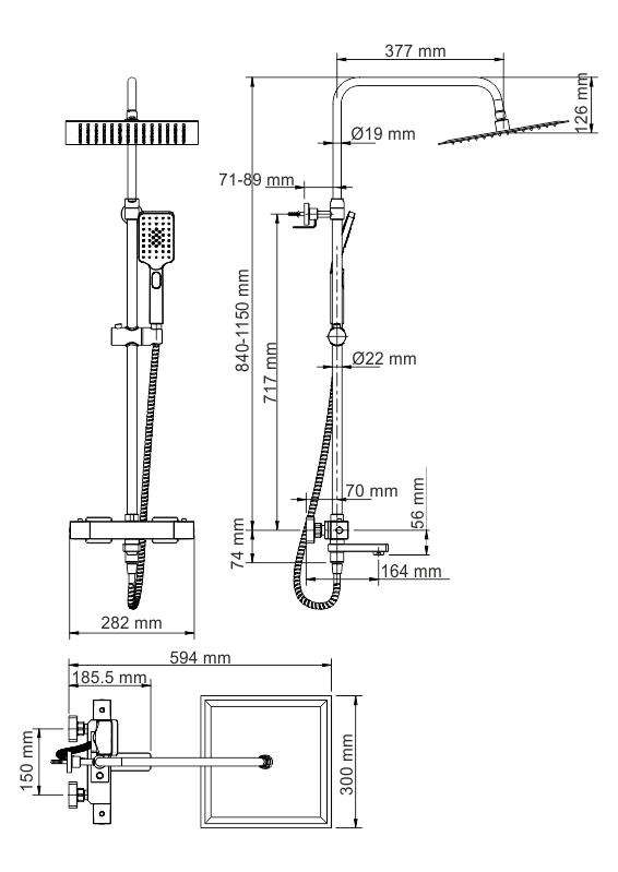 Душевая система WasserKraft A19901 Thermo