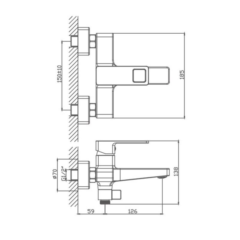 Смеситель для ванны Haiba HB60615-7, черный