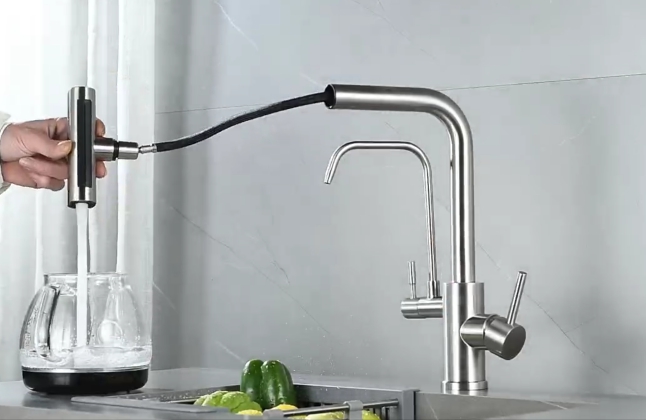 Смеситель Zorg серия Steel Hammer SH 091 PVD GRAFIT, вытяжная лейка 4 режима, под фильтр