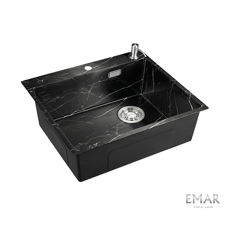 Мойка кухонная Emar EMB-560(TOP) Black Elegant, черный мрамор