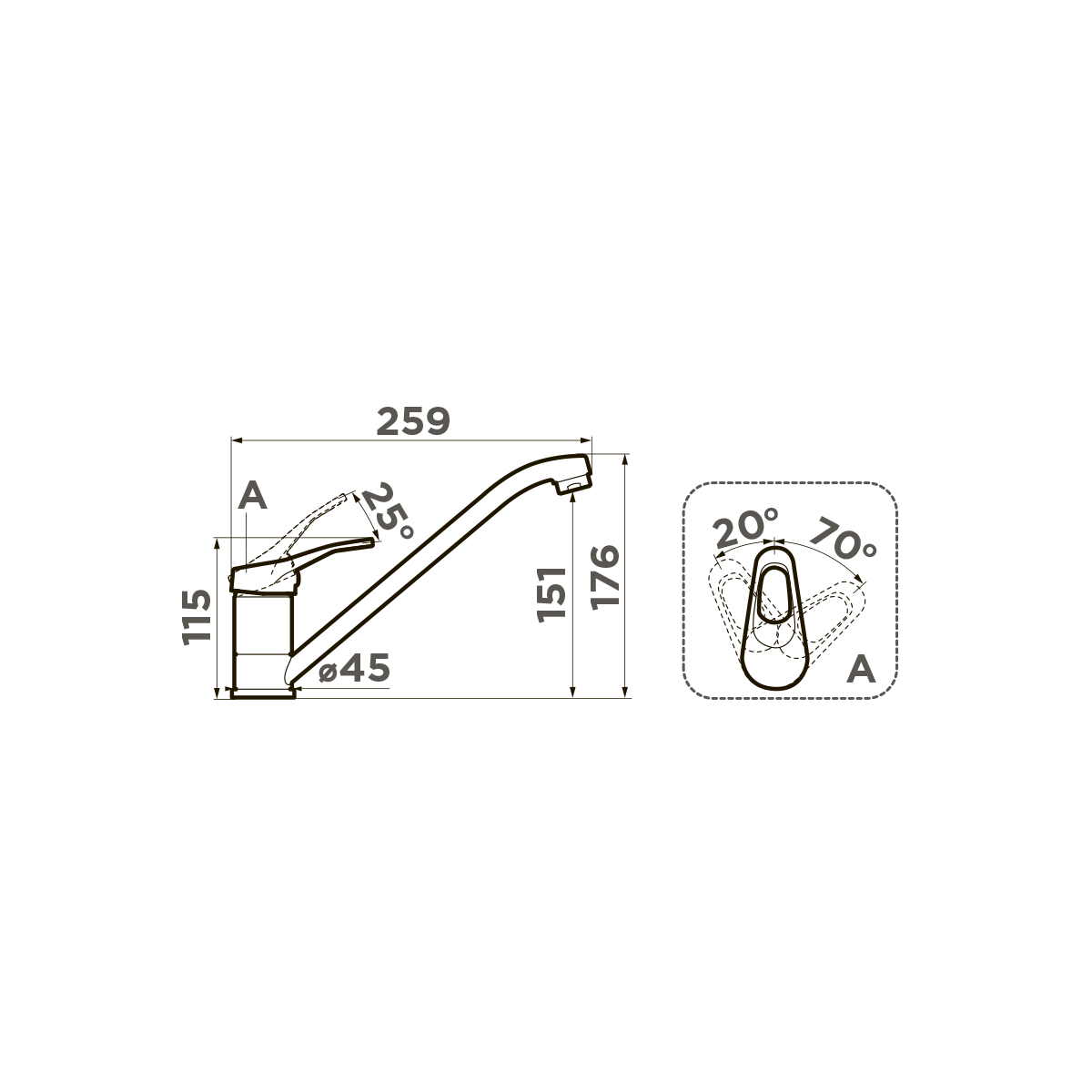 Схема Omoikiri Kado-GR смеситель для кухни