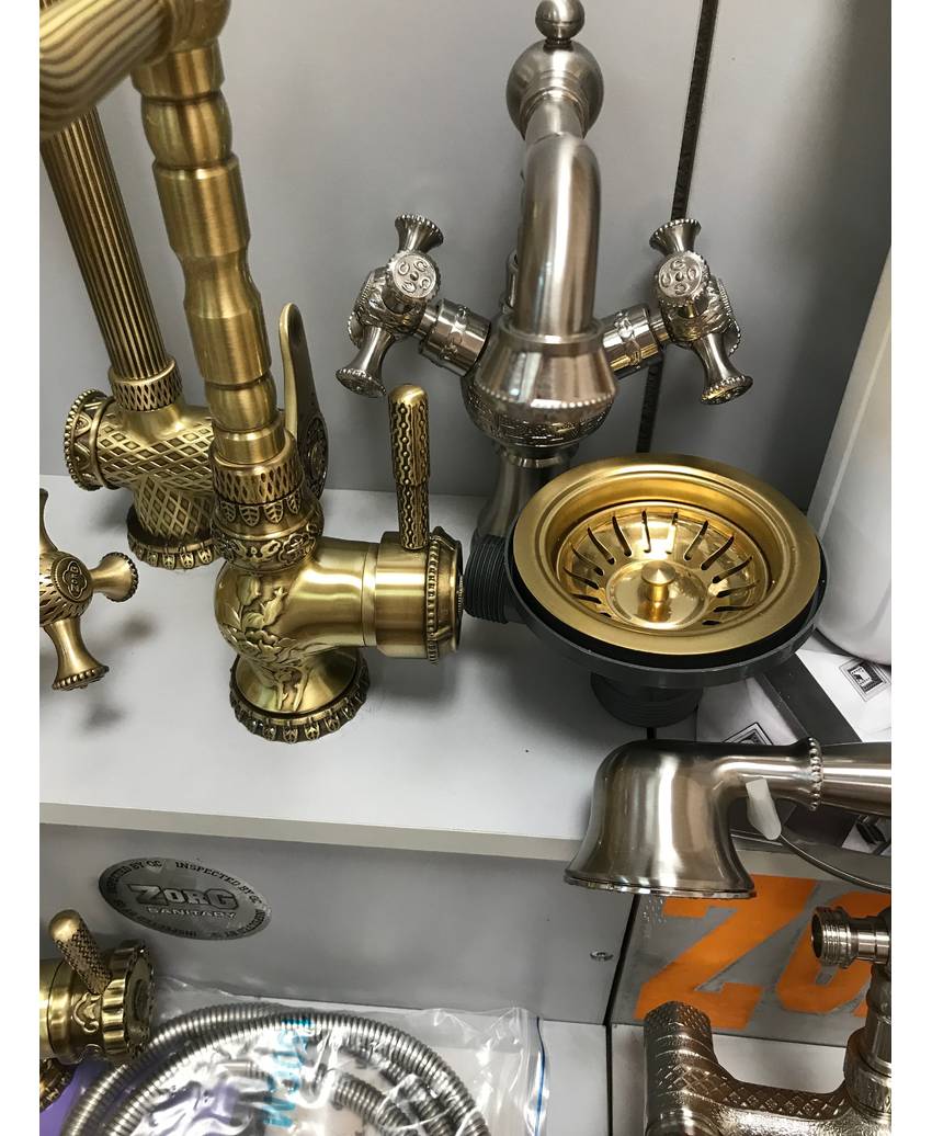 Выпуск круглый c переливом и сифоном ZorG INOX PVD W 1 BRONZE цвет бронза