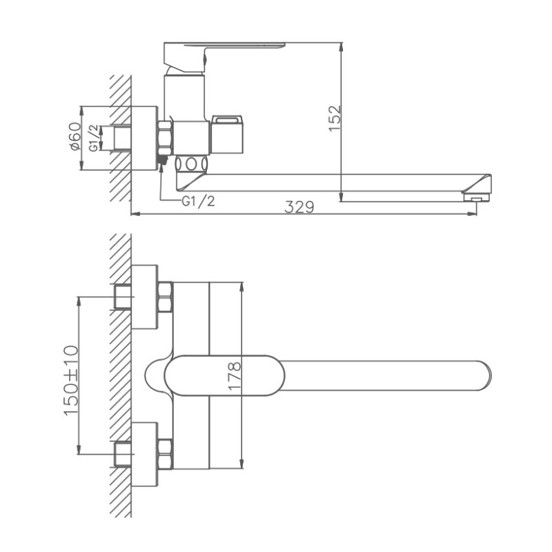 Смеситель для ванны Haiba HB22590, хром