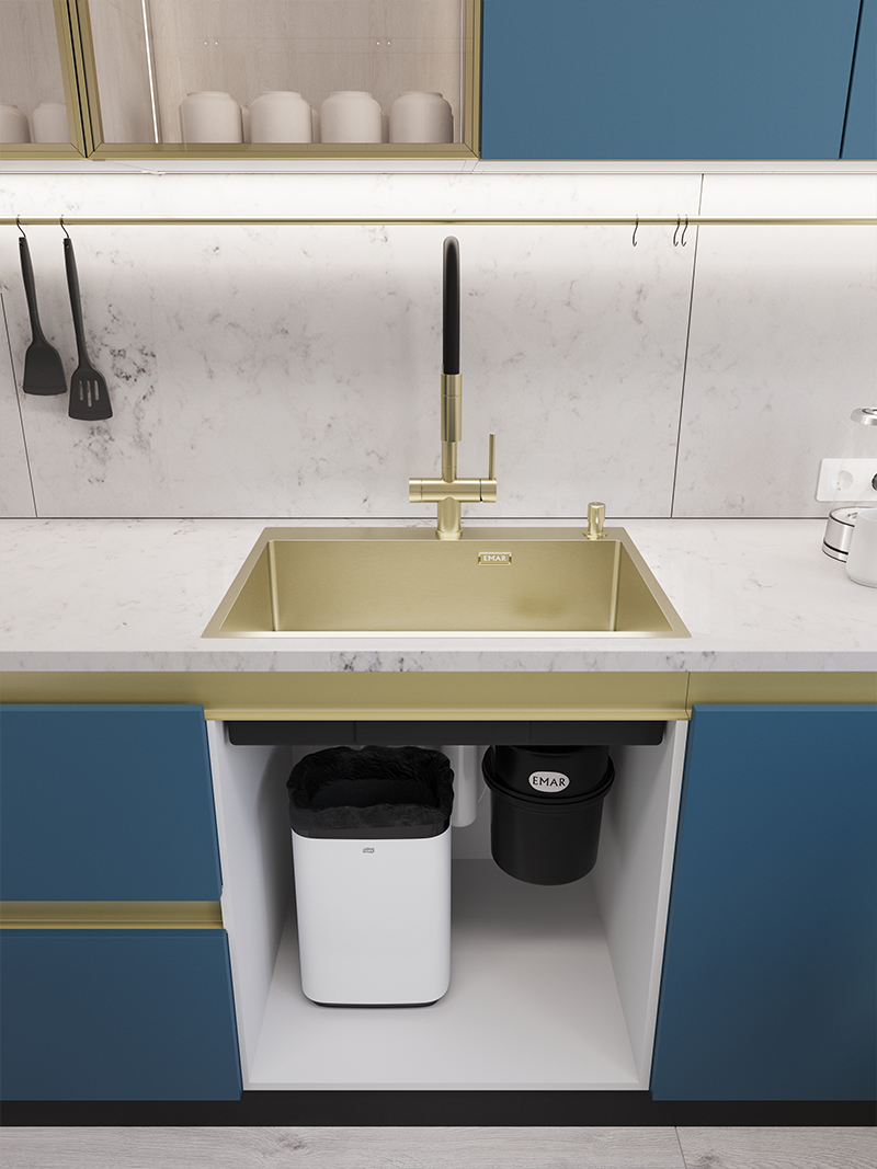 Мойка кухонная Emar EMB-660(TOP) PVD Golden, золото