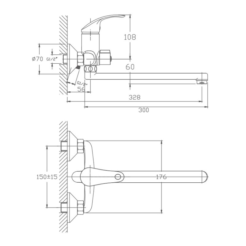 Смеситель для ванны Haiba HB2237, хром