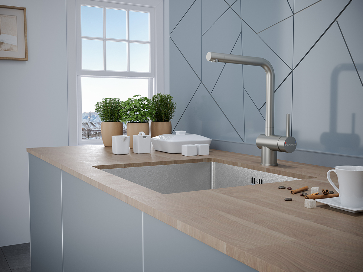 Смеситель для кухни Paulmark SPRING, брашированная сталь, Sp212067-BS