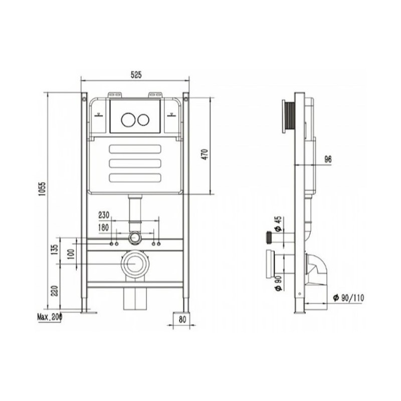 Инсталляция для подвесного унитаза Maretti AC11P5014, без клавиши