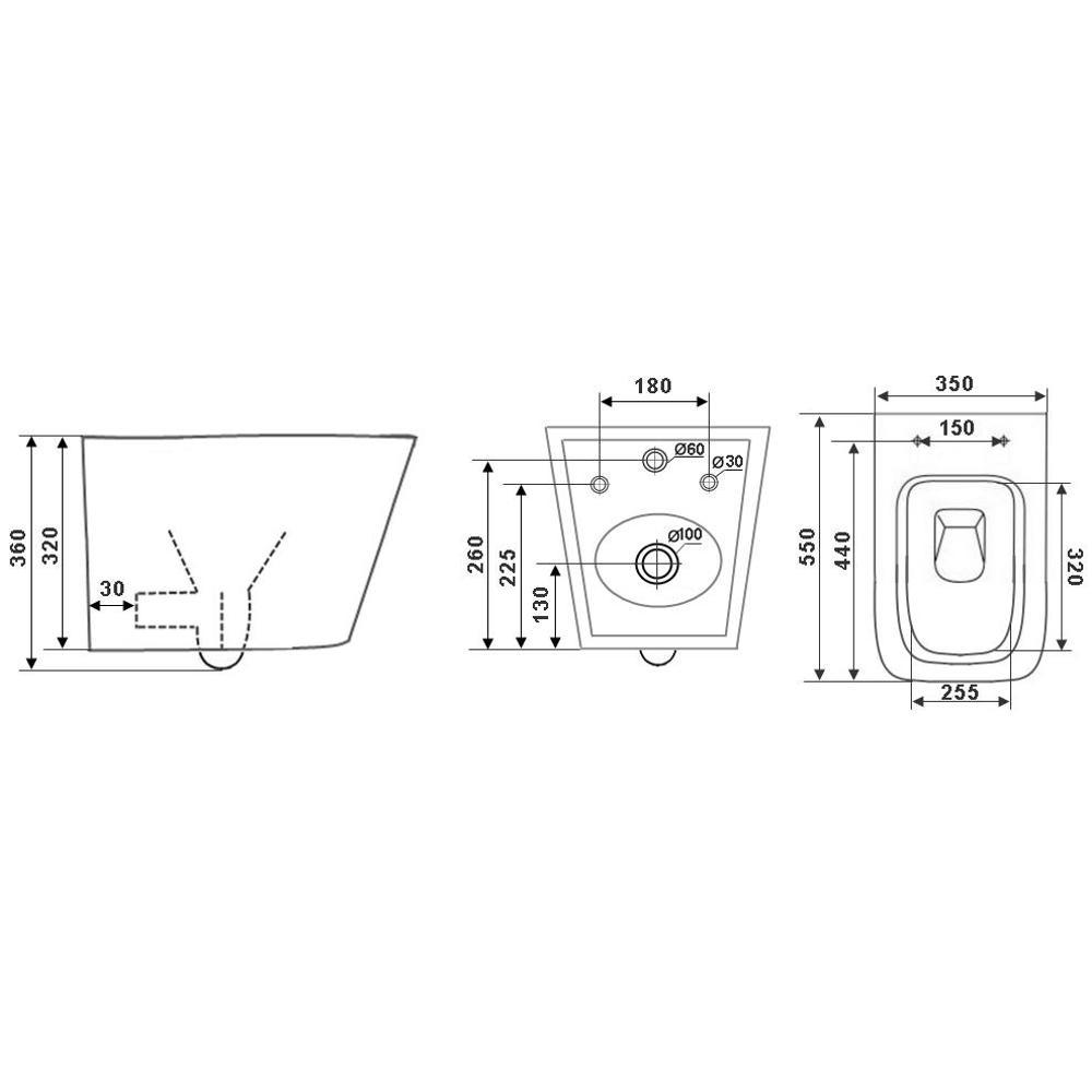 Унитаз  подвесной TIMO SOlI TK-303MB, черный