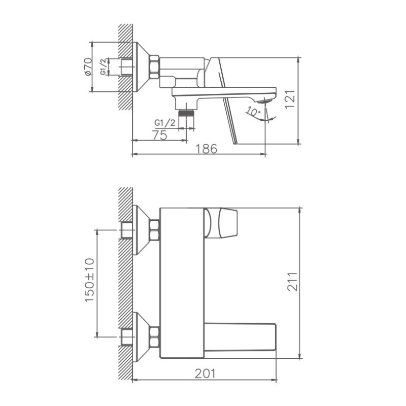 Смеситель для ванны Haiba HB60533-3, пепельный