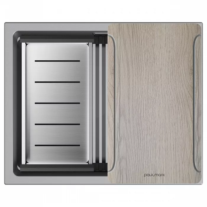 Мойка Paulmark LUMI-MULTI SINK 55 UNI, серый металлик, 550х450мм, LU-MULTI 55-GRM