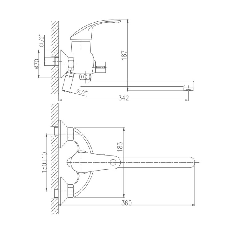 Смеситель для ванны Haiba HB2221, хром
