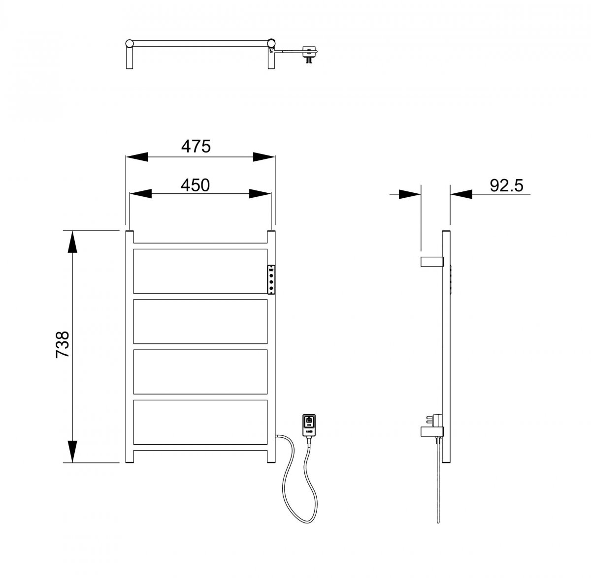 Полотенцесушитель электрический WONZON & WOGHAND BONN, Брашированный никель (WW-AL405-BR)