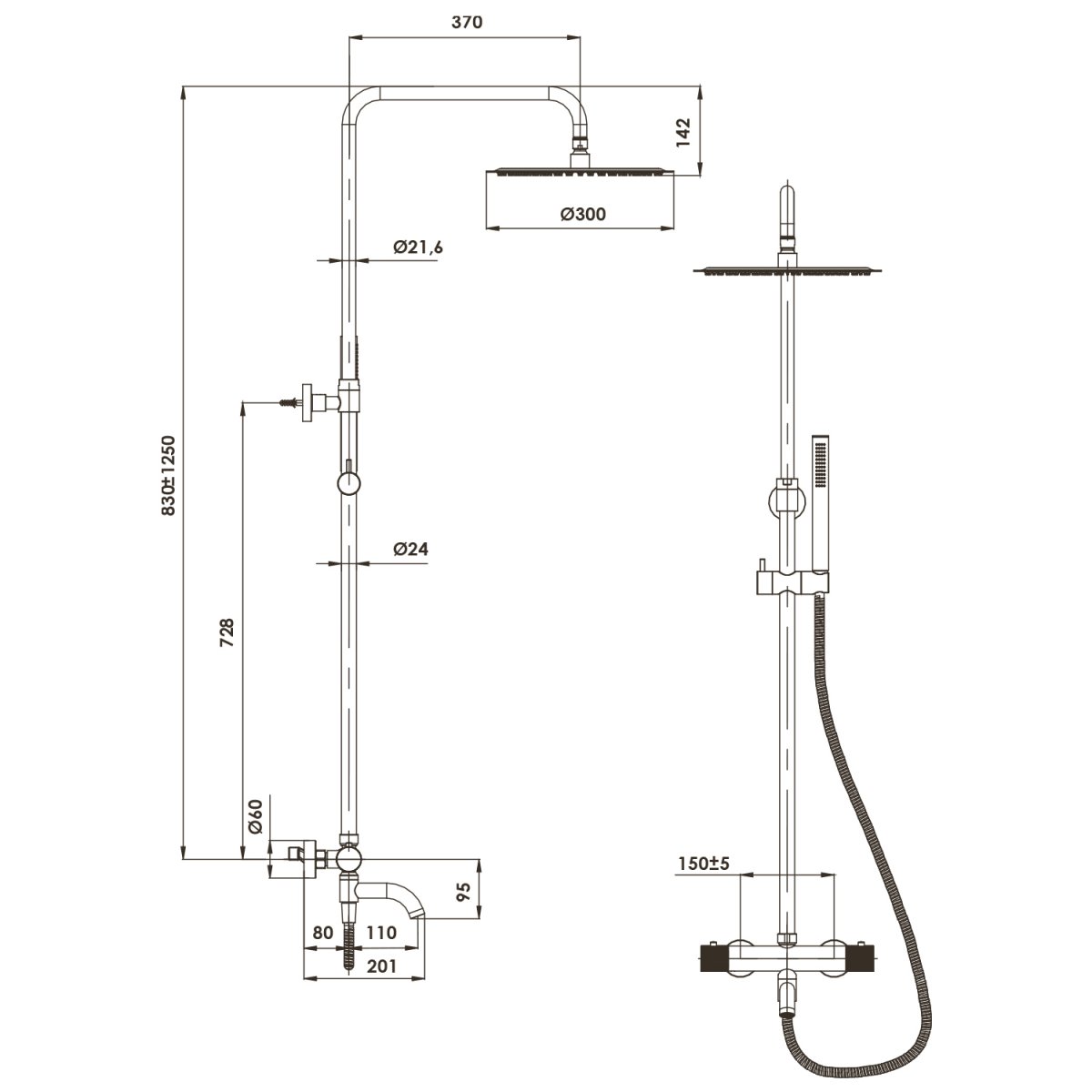Душевая система WasserKraft A18301 Thermo