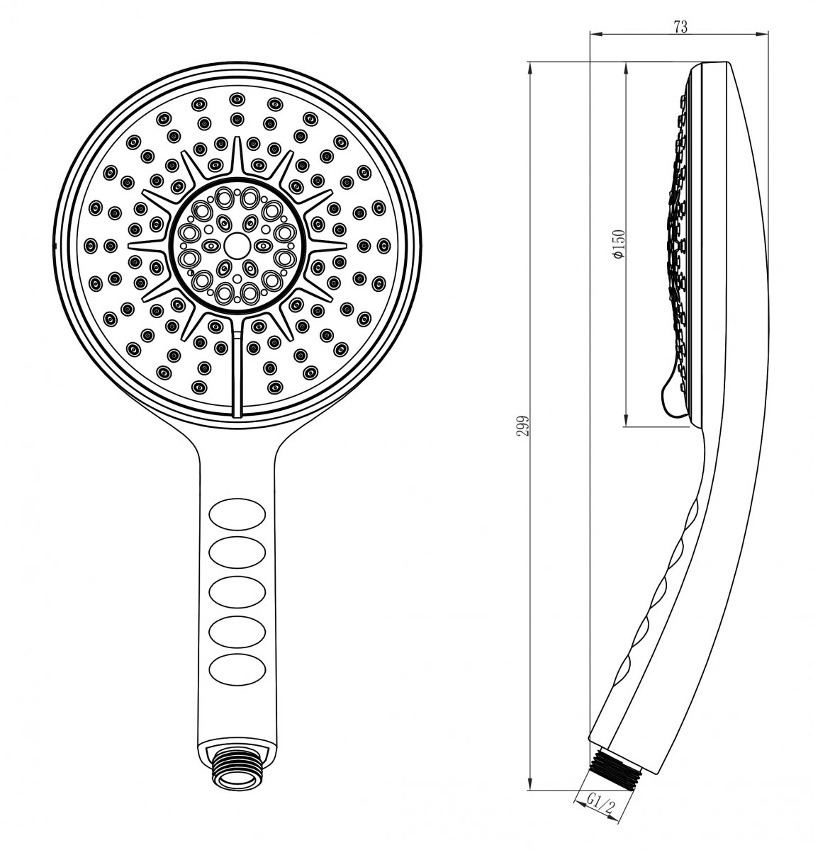 Лейка душевая Lemark LM0814C, 6-функциональная