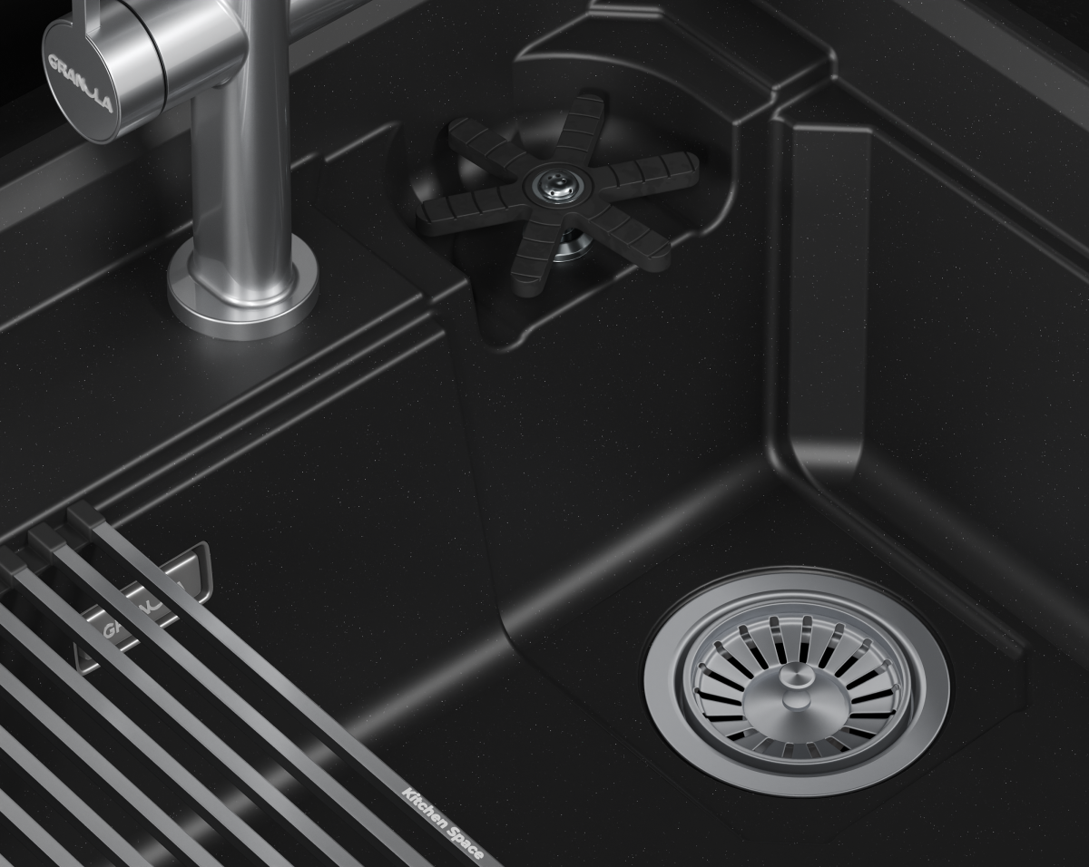 Мойка для кухни Granula Kitchen Space Rinzer 7308R шварц, 73х52 см, прямоугольная