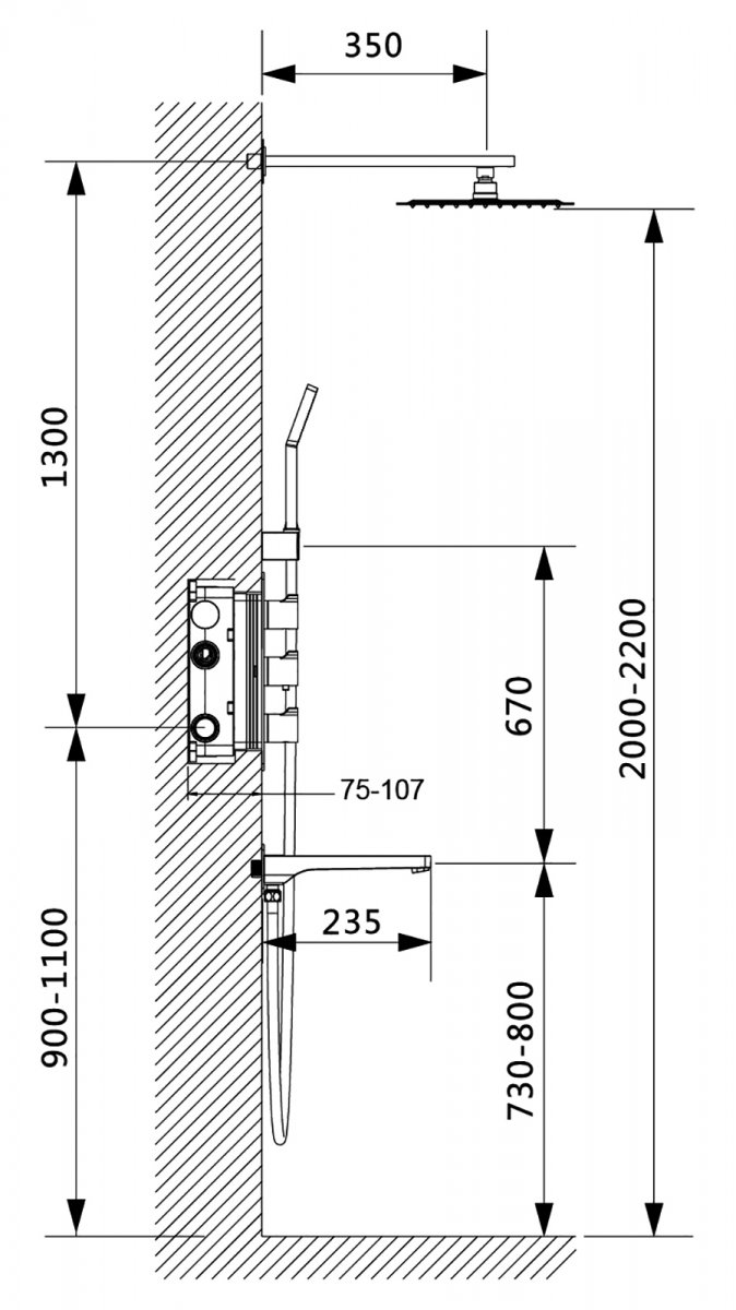 Встраиваемая душевая система с термостатом TIMO Petruma SX-5149/00SM, хром