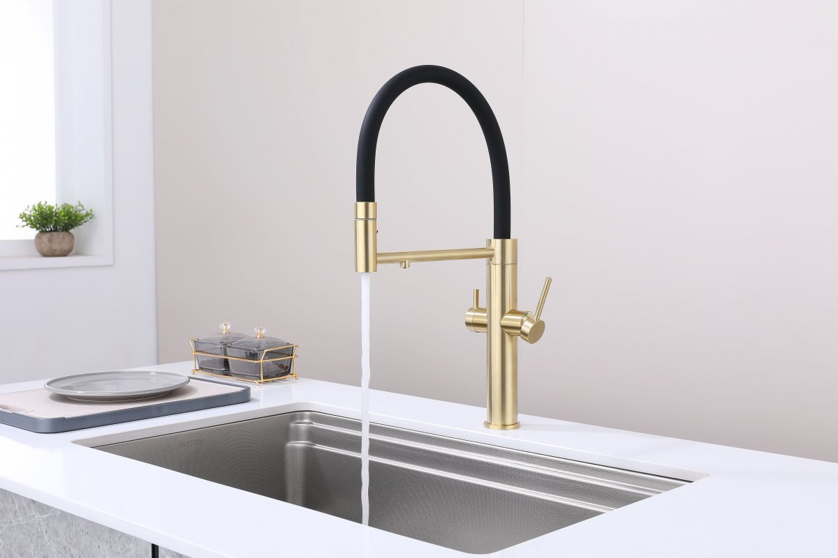 Смеситель для кухни Paulmark NEXUS, светлое золото, Ne213999-LG