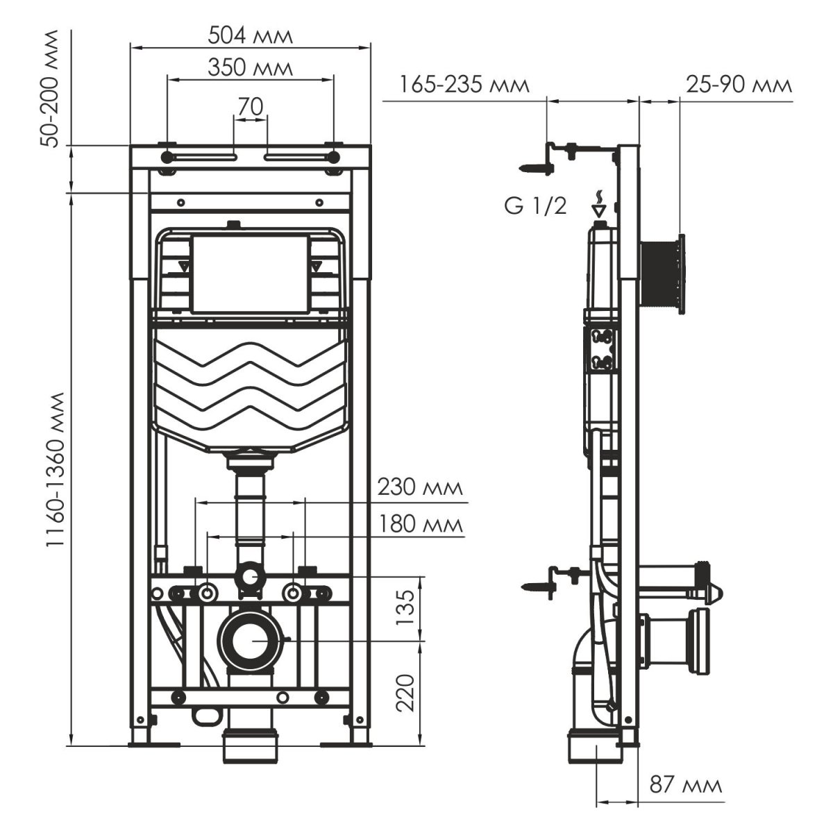 Система инсталляции для унитазов WasserKraft 15TLT.010.ME.BN01