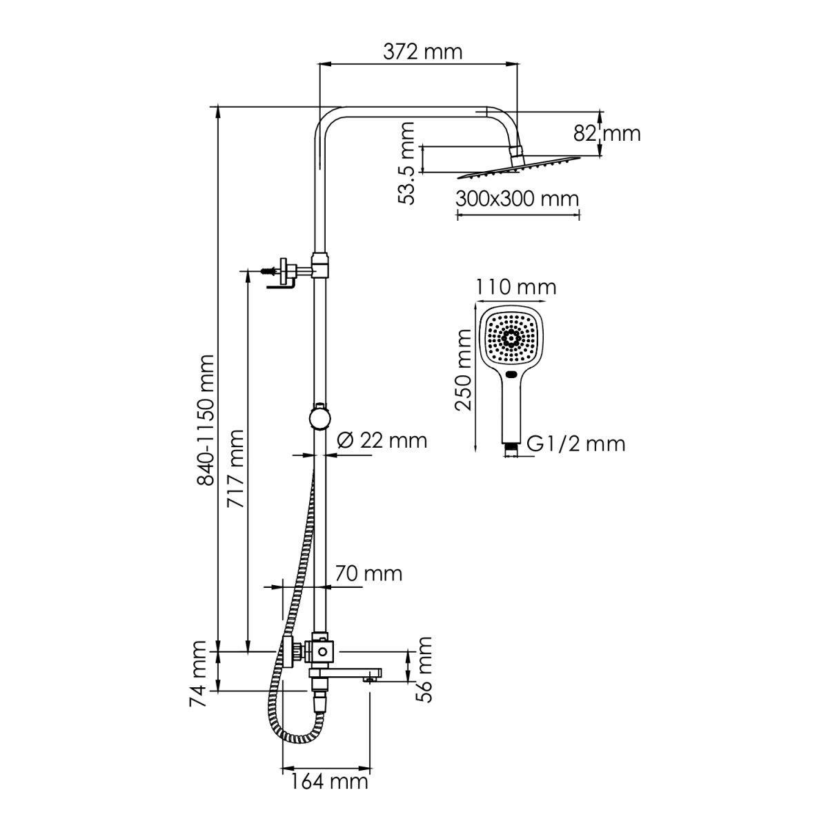 Душевая система Wasserkraft A199.118.065.010.CH Thermo