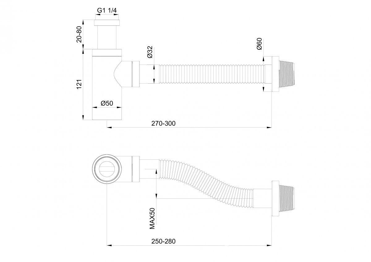 Сифон для раковины WONZON & WOGHAND, Хром (WW-88SS101-CR)