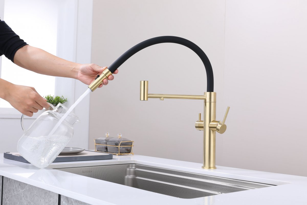 Смеситель для кухни Paulmark NEXUS, светлое золото, Ne213999-LG